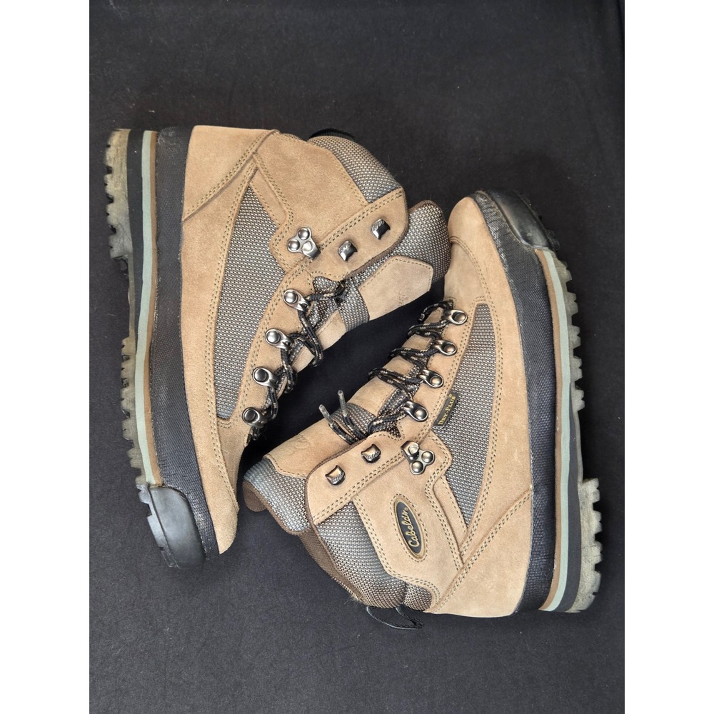 Cabelas Dry-Plus Hiking Boots Womens 8.5 B Tan Suede Mesh Waterproof 81-2861